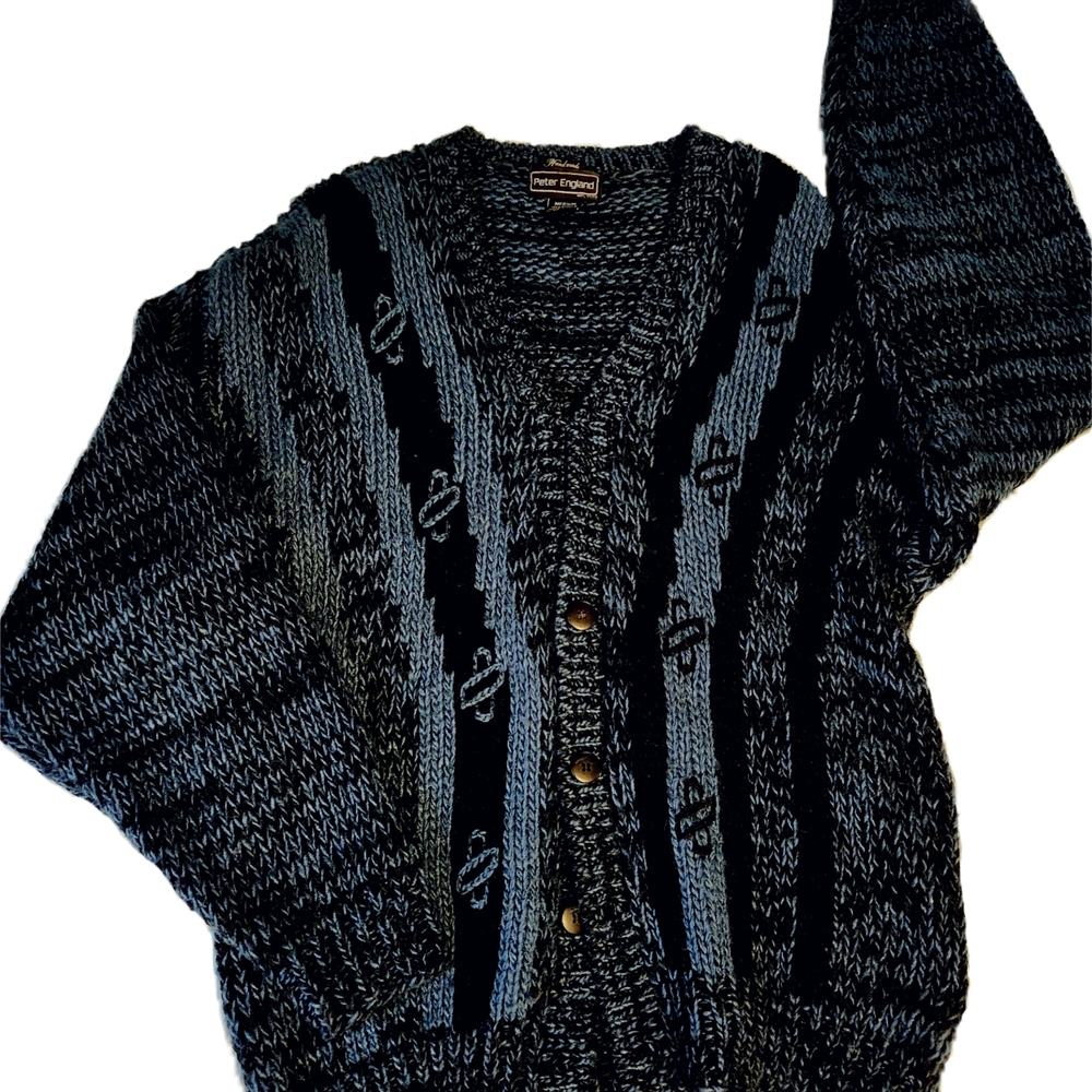 Peter England Black and Navy Men's Sweater